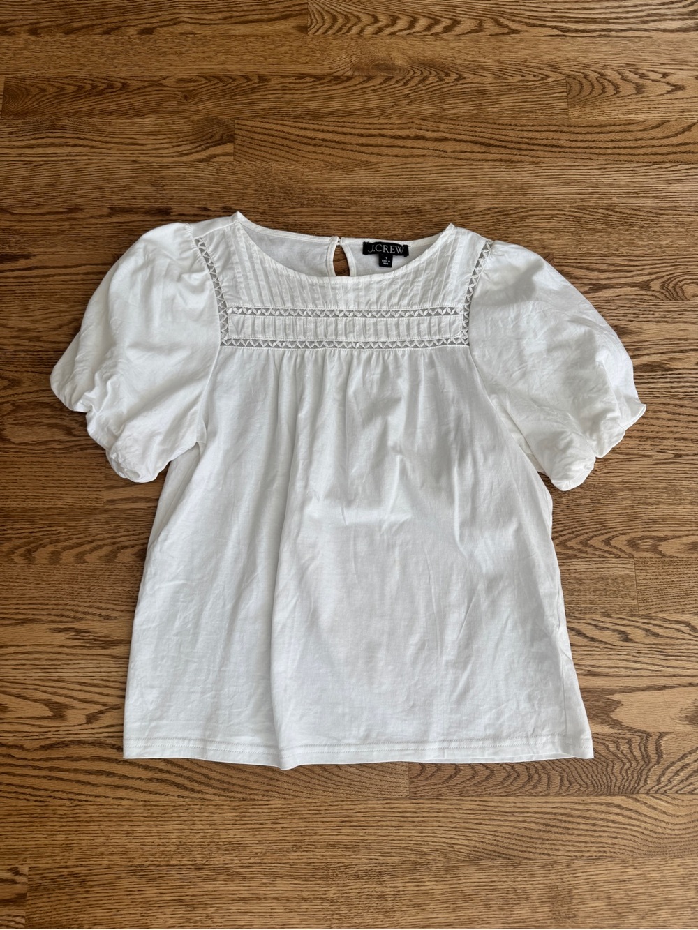 J. Crew White Puff-Sleeve Cotton Top. Size Small